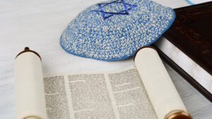 Torah with knitted kippah